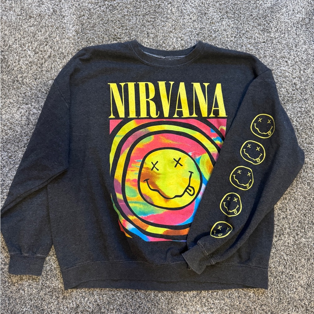 Urban Outfitters Nirvana Graphic Sweatshirt - Black and Multicolor